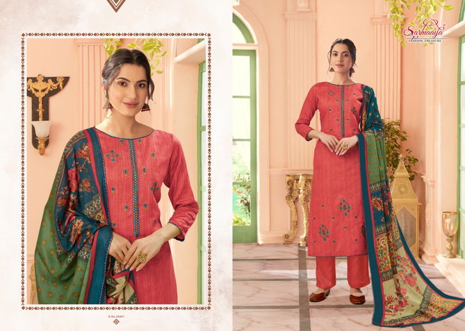 Sarmaaya Mishika  Zam Latest Fancy Festive Wear Designer Exclusive Embroidery Jam Cotton Dress Material